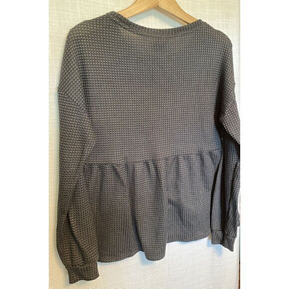 Knox Rose Long Sleeve Gray‎ Pullover Tunic Ribbed Size Medium Woman's Shirt - Picture 3 of 3